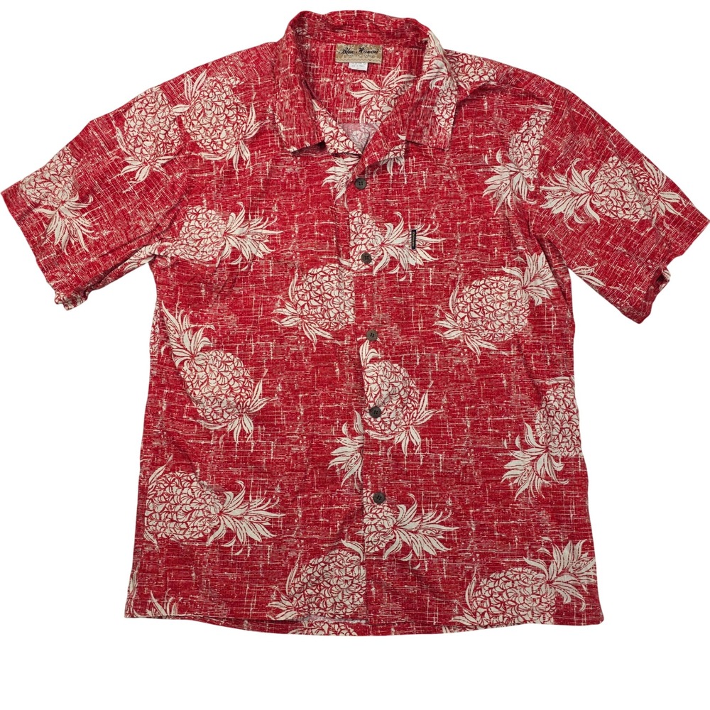 Blue Hawaii Mens Red Pineapple Print‎ Short Sleeve Hawaiian Shirt Made in USA XL